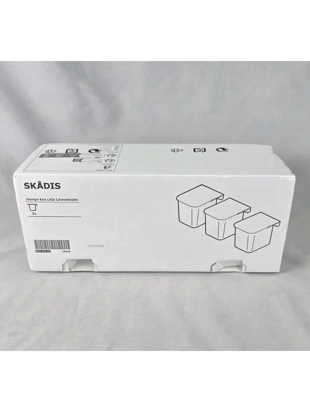 IKEA SKADIS 3 Pack Clear Storage Containers For Pegboard White Lid New